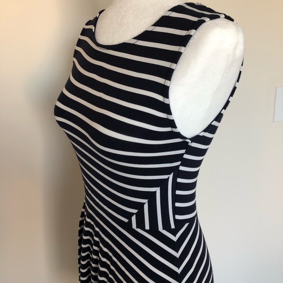 Navy Blue & White Striped Dress, Small - Picture 3 of 4